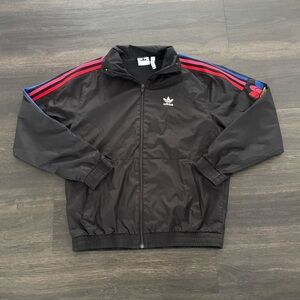 Adidas Originals Vintage Rare Trefoil Windbreaker Jacket Nylon Black Size Small